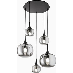 LUCE Ambiente Jaipur ΝI-JAIPUR-S5-GR Κρεμαστό Φωτιστικό Οροφής Πολύφωτο Μαύρο