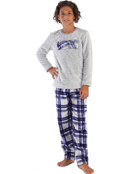 Vienetta Secret Παιδική Πιτζάμα Fleece Χειμωνιάτικη Γκρι 303078