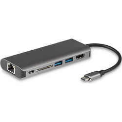 Powertech PTH-043 USB-C Docking Station με HDMI 4K PD Ethernet