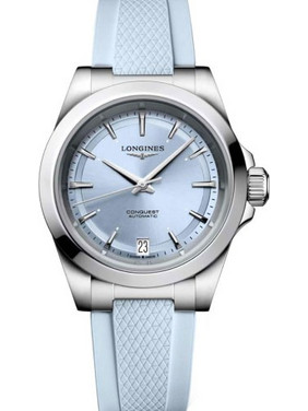 Longines Conquest Γυναικείο Ρολόι Αυτόματο με Γαλάζιο Καουτσούκ Λουράκι L3.430.4.92.9