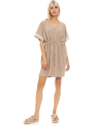 Pink Label Mini Καλοκαιρινό Καθημερινό Φόρεμα Μπεζ B539