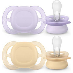 Philips Avent Ultra Start Ανατομικές Ορθοδοντικές Πιπίλες Σιλικόνης 0-2m Λιλά Πορτοκαλί 2τμχ
