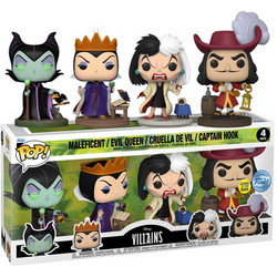 Funko Pop! Maleficent, Evil Queen, Cruella De Vil, Captain Hook 4-Pack Disney Villains Special Edition