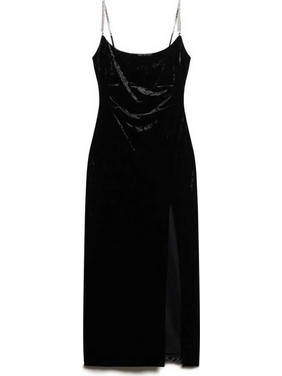 Superdry Diamonte Midi Φόρεμα για Γάμο / Βάπτιση Βελούδινο Μαύρο W8011729A-02A