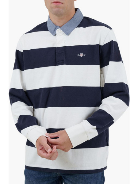 Gant Ανδρική Μπλούζα Polo Μακρυμάνικη Navy Μπλε Λευκή 3G2004083-113