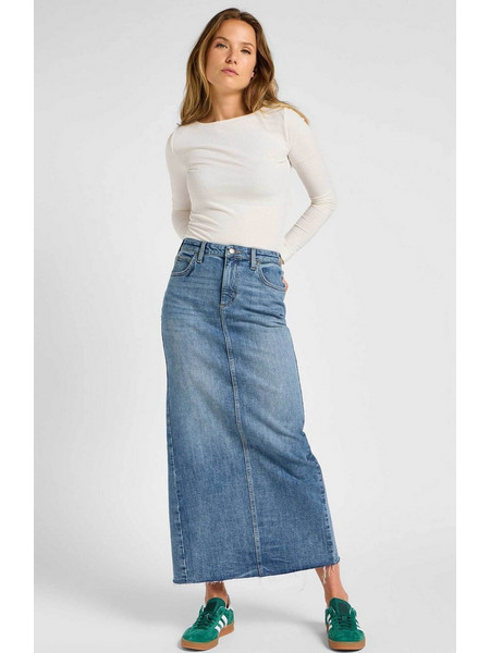Denim Μίντι Φούστα Τζιν Ψηλόμεση Μπλε 112355211