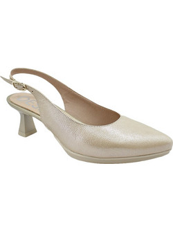 Desiree Γόβες Slingback Δερμάτινες με Λεπτό Χαμηλό Τακούνι & Φιάπα Εκρού MAIA28