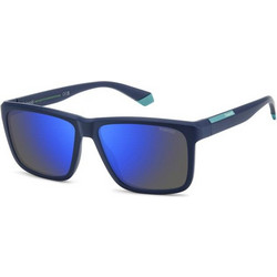 Polaroid Eyewear PLD2164/S FLLSX Ανδρικά Γυαλιά Ηλίου Τετράγωνα Κοκάλινα Μαύρα με Μπλε Καθρέπτη Φακό