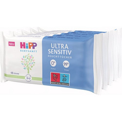 Hipp Babysanft Ultra Sensitive Μωρομάντηλα με Νερό Χωρίς Άρωμα & Parabens 5x48τμχ