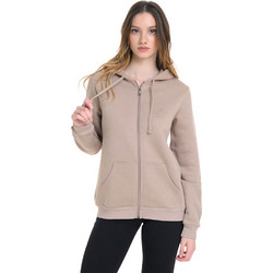 Target Γυναικεία Ζακέτα Fleece Κοντή με Κουκούλα και Φερμουάρ Μπεζ W25-66124-51