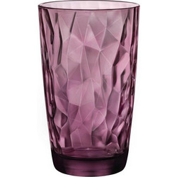 Bormioli Rocco Σετ Ποτήρια Νερού Γυάλινα Κολωνάτα Diamond Μωβ 470ml 6τμχ 8004360065541