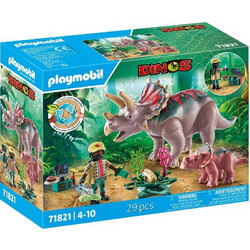 Playmobil Dinos Εξερευνητής & Οικογένεια Τρικεράτοπων για 4-10 Ετών 71821