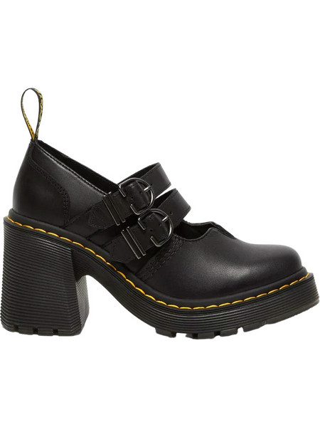 Dr. Martens Eviee Γόβες Δερμάτινες με Χοντρό Ψηλό Τακούνι & Μπαρέτα Μαύρες 27371001