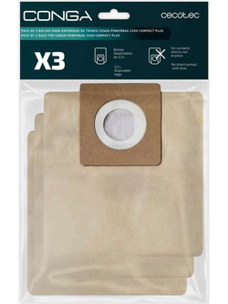 Cecotec Conga Powerbag 2500 Compact Plus CEC-60944 Σακούλες Σκούπας 3τμχ