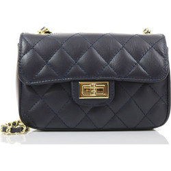 Passaggio Leather Γυναικείο Τσαντάκι Χιαστί Δερμάτινο Μαύρο με Αλυσίδα 5842-KR-15