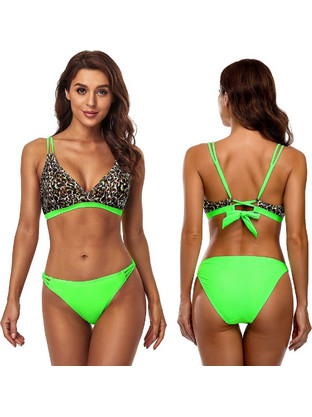 SUMMERtiempo Bikini Set Τριγωνάκι Animal Print Lime Καφέ 623071
