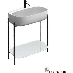 Scarabeo Moon Laila 75 Shelf Σετ Έπιπλο Μπάνιου με Νιπτήρα με Οπή 270310-NROP300 5505-300