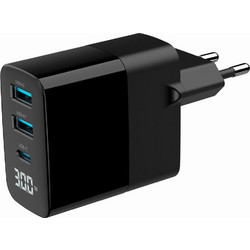 Gembird Φορτιστής χωρίς Καλώδιο με 2 Θύρες USB-A & Θύρα USB-C 30W Quick Charge 3.0 & Power Delivery Black
