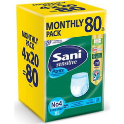 Sani Sensitive Pants No4 XLarge Πάνες Βρακάκι Ακράτειας 6 Σταγόνες 4x20τμχ