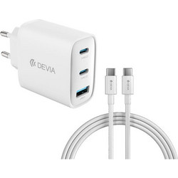 Devia Extreme Φορτιστής με Καλώδιο USB-C με Θύρα USB-A & 2 Θύρες USB-C 65W Power Delivery