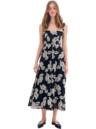 Forel Midi Καλοκαιρινό Καθημερινό Φόρεμα Floral Μαύρο 080.50.01.059
