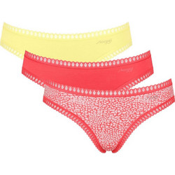 Sloggi Go Crush Mini Βαμβακερά Γυναικεία Slip με Δαντέλα 3Pack 10219682-V015