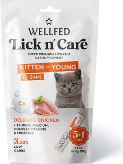 Wellfed Lick n' Care Kitten - Young with Delicate Chicken 90gr