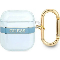 Guess Strap Collection Θήκη Σιλικόνης με Γάντζο για Apple AirPods 1 / 2 Μπλε