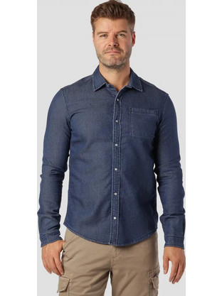 Marcus Ανδρικό Πουκάμισο Τζιν Μακρυμάνικο Slim Fit Navy Μπλε 32-200090