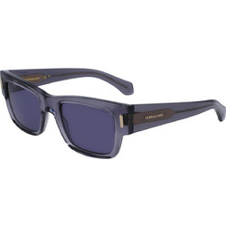 Salvatore Ferragamo SF2011S 020 Ανδρικά Γυαλιά Ηλίου Τετράγωνα Κοκάλινα Γκρι με Μπλε Φακό