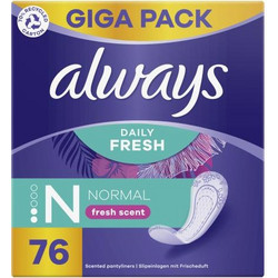 Always Daily Fresh Normal Fresh Scent Σερβιετάκια για Ελαφριά Ροή 2 Σταγόνες 76τμχ