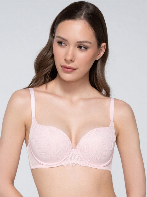 Luna Σουτιέν Balconette Push Up με Μπανέλα Ροζ 16703