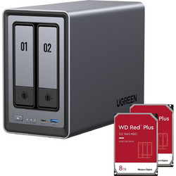 Ugreen DXP2800 NAS Tower με 2 Θέση για M.2 και 1 Θύρα Ethernet & 2 x 8TB