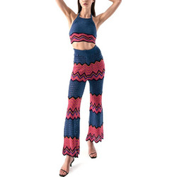 Tailor Made Καλοκαιρινό Γυναικείο Σύνολο Crop Top & Παντελόνι Πλεκτό Navy Μπλε TM6407