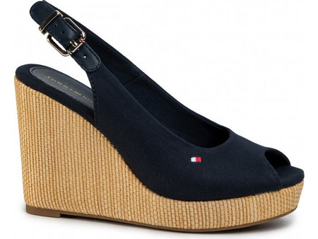 Tommy Hilfiger Καλοκαιρινές Γυναικείες Πλατφόρμες Ψηλές Navy Μπλε FW0FW04789-DW6