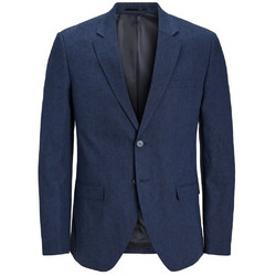 Jack & Jones Καλοκαιρινό Ανδρικό Blazer Λινό με Στενή Εφαρμογή Navy Μπλε 12228721