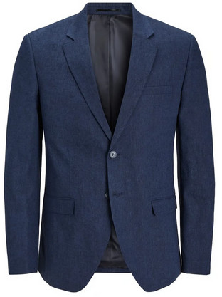 Jack & Jones Καλοκαιρινό Ανδρικό Blazer Λινό με Στενή Εφαρμογή Navy Μπλε 12228721