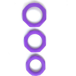A-Gusto Silicone Penis Rings AG-023 Σετ Δαχτυλίδια Πέους Μεταλλικό Μωβ 3τμχ