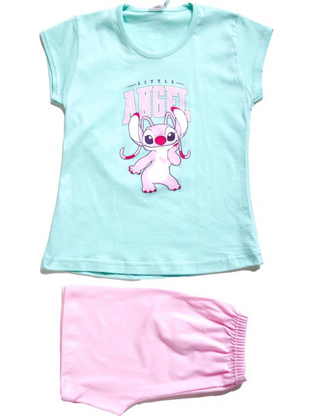 Nina Club Lilo & Stitch Παιδική Πιτζάμα Βαμβακερή Καλοκαιρινή Γαλάζια Ροζ 151-25