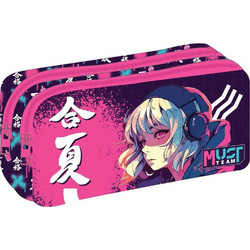 Must Anime Κασετίνα Βαρελάκι με 2 Θήκες Φούξια 586845