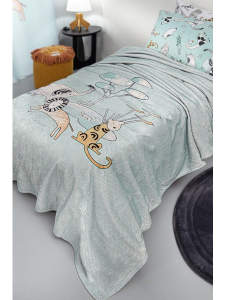 Guy Laroche Παιδική Κουβέρτα Βελουτέ Zootopia 160x220 Πράσινο Mint