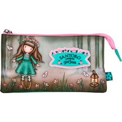 Santoro Wildflower Κασετίνα με 3 Θήκες Πράσινη Ροζ 1280GJ08