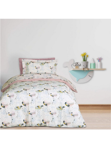 Das Home Kids 4915 Σετ Παιδική Παπλωματοθήκη Μονή Βαμβακερή 160x240 Λευκή Ροζ