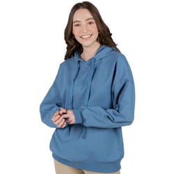 24colours Γυναικείο Φούτερ Oversized με Κουκούλα Μπλε 50717A