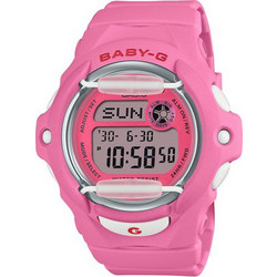 Casio G-Shock Ψηφιακό Γυναικείο Ρολόι Χρονογράφος με Ροζ Καουτσούκ Λουράκι BG-169CH-4ER