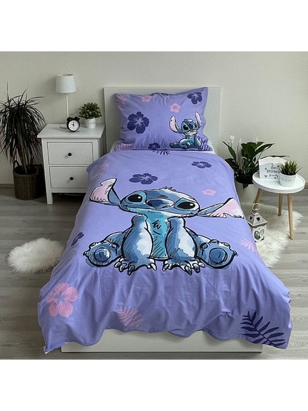 Disney Lilo & Stitch Blooming Σετ Παιδική Παπλωματοθήκη Μονή Βαμβακερή 140x200 Λιλά