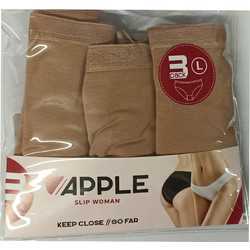 Apple Boxer Βαμβακερά Γυναικεία Slip Μπεζ 3Pack 0220245