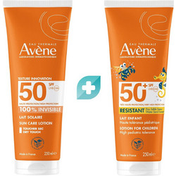 Avene Invisible Sun Care Lotion SPF50 250ml + Kids Resistant Cream SPF50 250ml