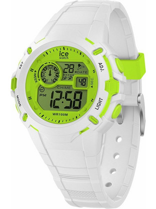 Ice Watch Ψηφιακό Γυναικείο Ρολόι Χρονογράφος με Λευκό Καουτσούκ Λουράκι IC024004