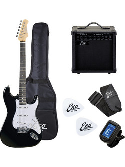 Eko Guitars Tribute Starter EG11 Bundle Ηλεκτρική Κιθάρα ST Style με Μαγνήτες SSS Black